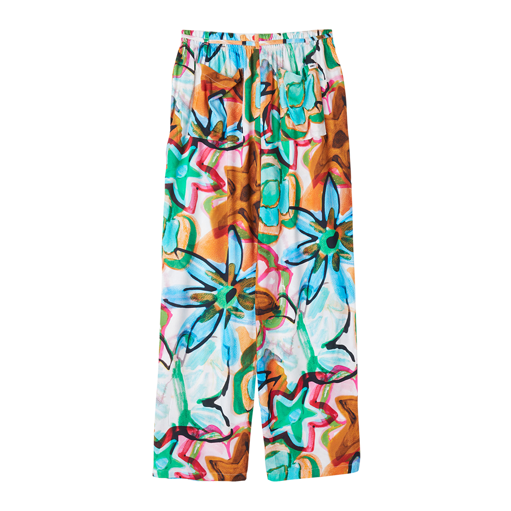 PANTALON MARKER DRAWN FLOWER PANTS AQUA MULTI | Mechanic