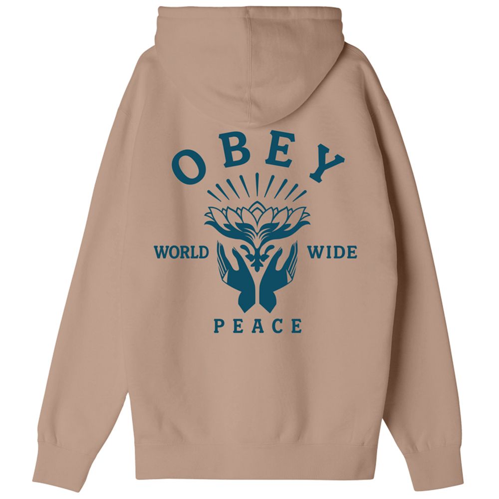 SUDADERA OBEY LOTUS WITH HANDS WARM TAUPE | Mechanic