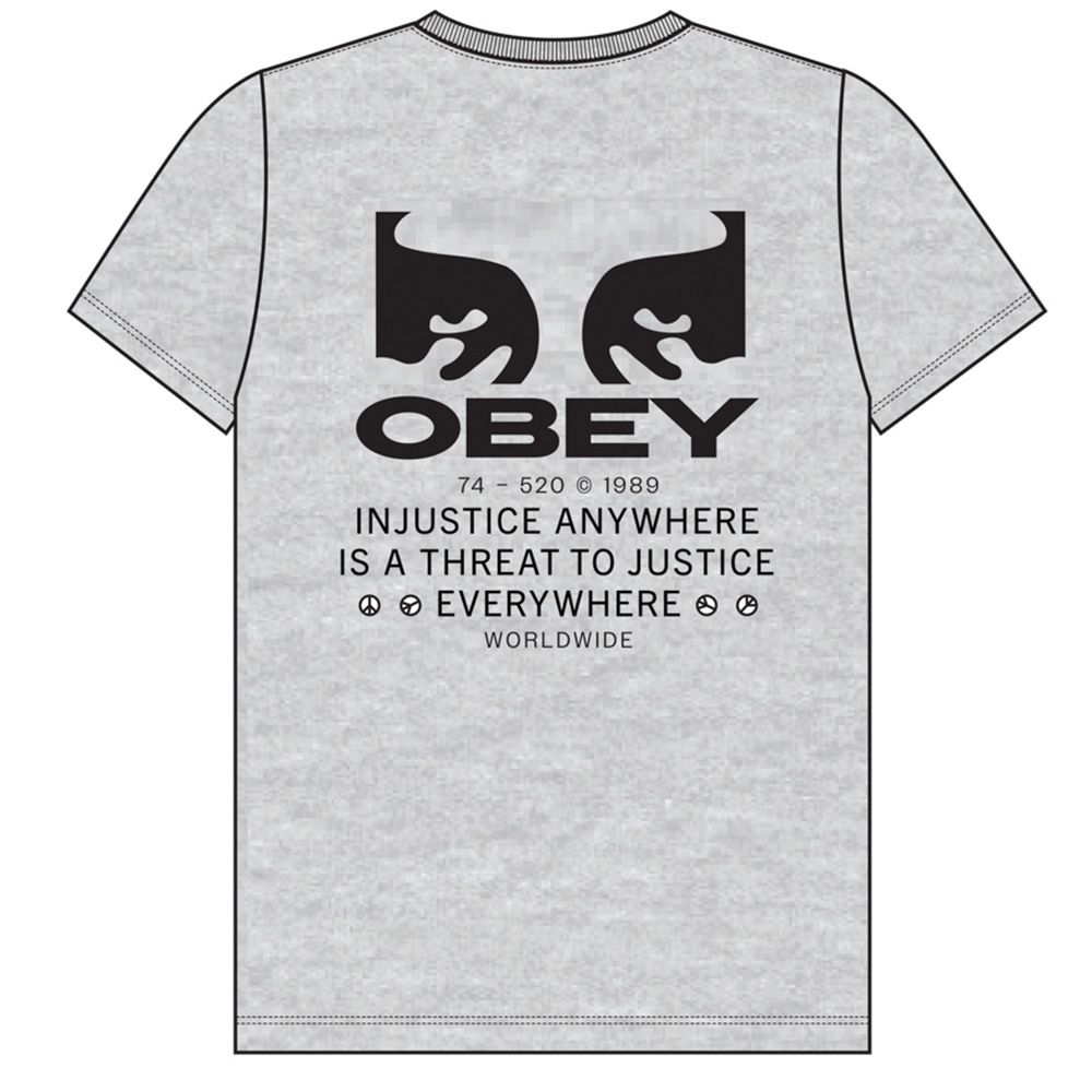 CAMISETA OBEY JUSTICE EVERYWHERE HEATHER GREY | Mechanic