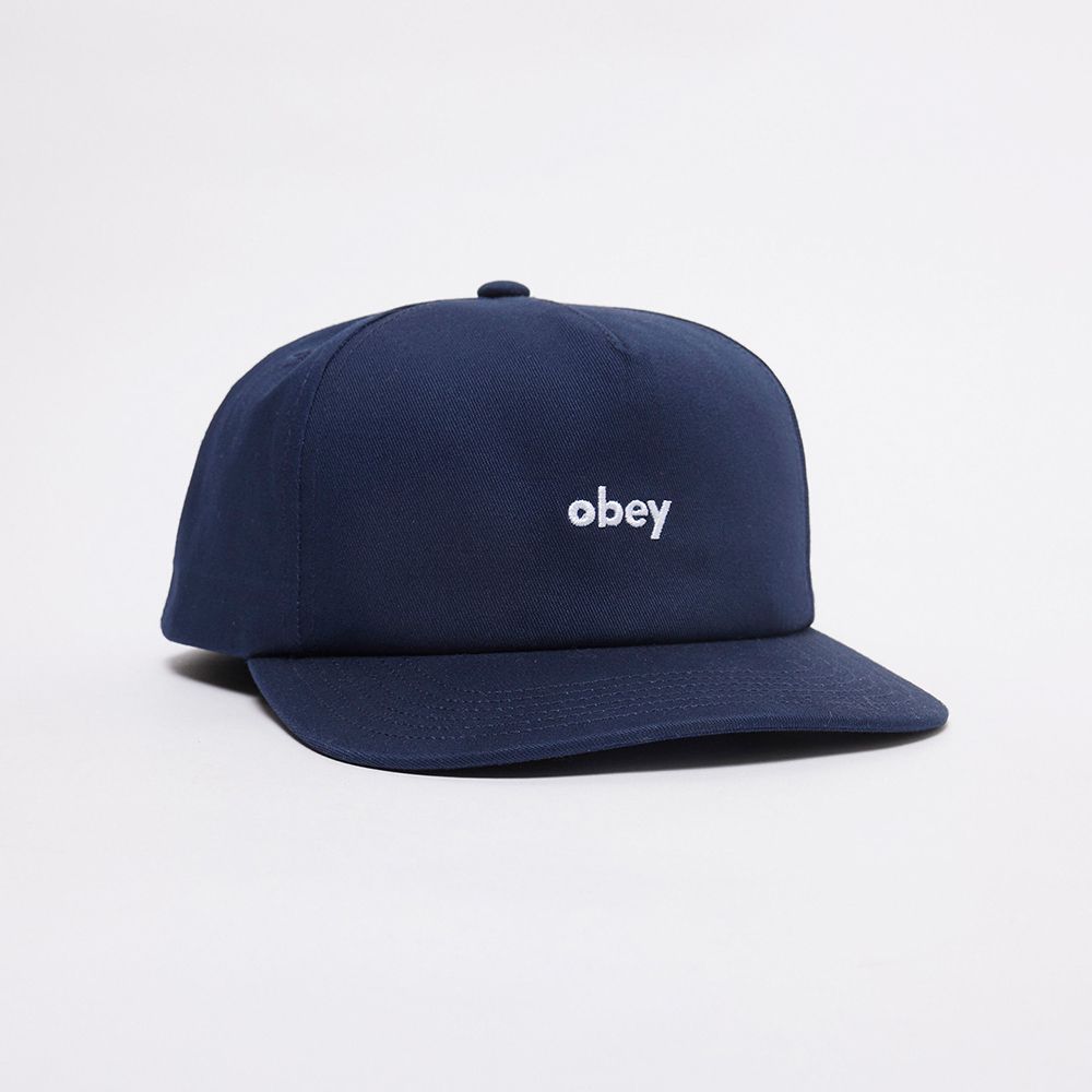 GORRA OBEY LOWERCASE 5 PANEL SNAPBACK NAVY | Mechanic