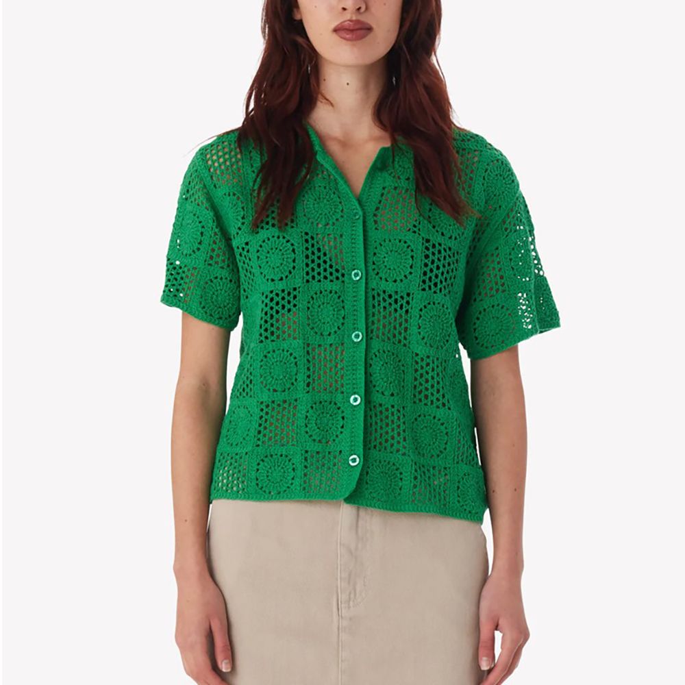 CAMISA AGATHA CROCHET KNIT SWEATER SPRING GREEN | Mechanic