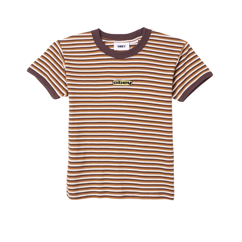 CAMISETA CYPRESS STRIPE BABY RINGER DARK BROWN MULTI | Mechanic