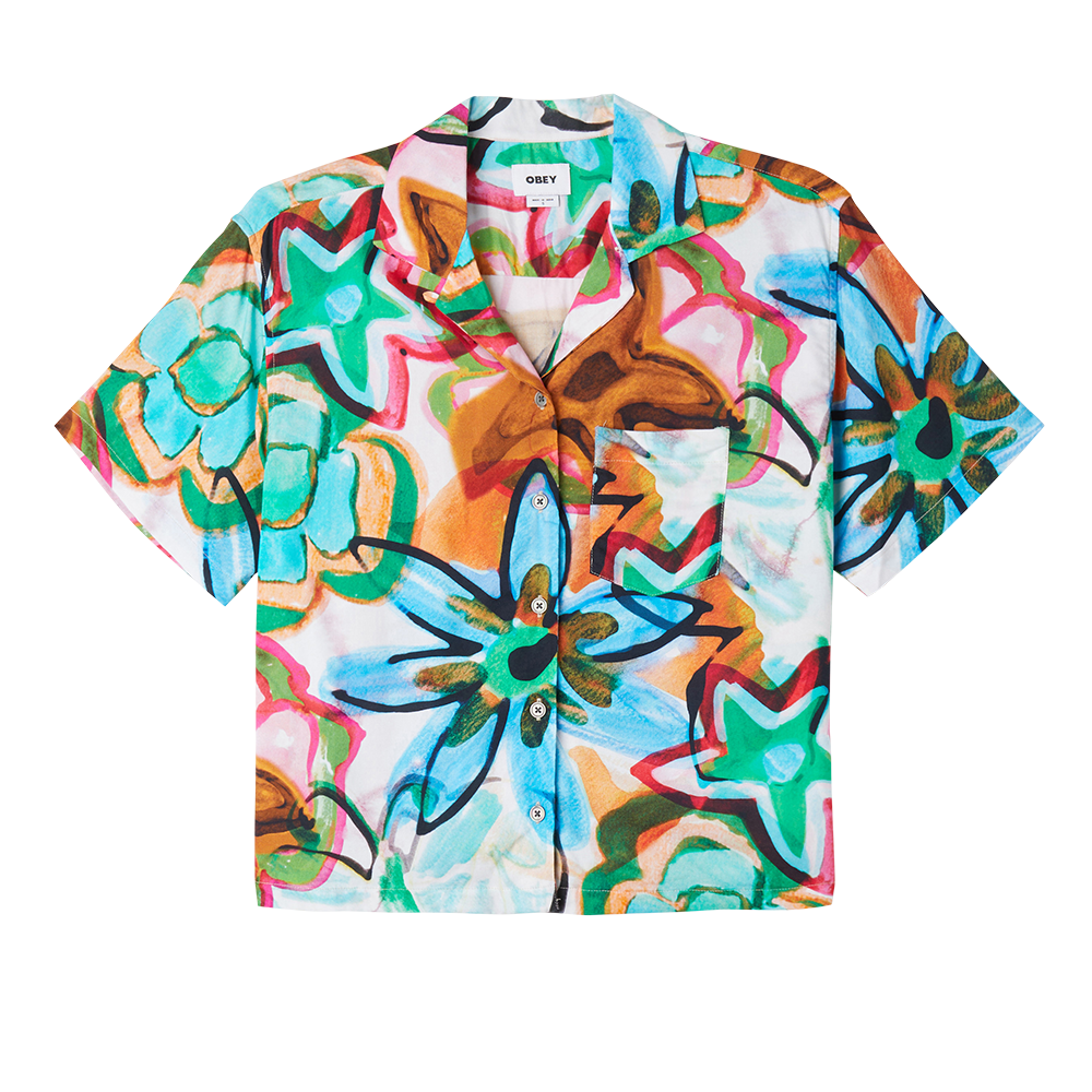 CAMISA MARKER DRAWN FLOWER SHIRT AQUA MULTI | Mechanic