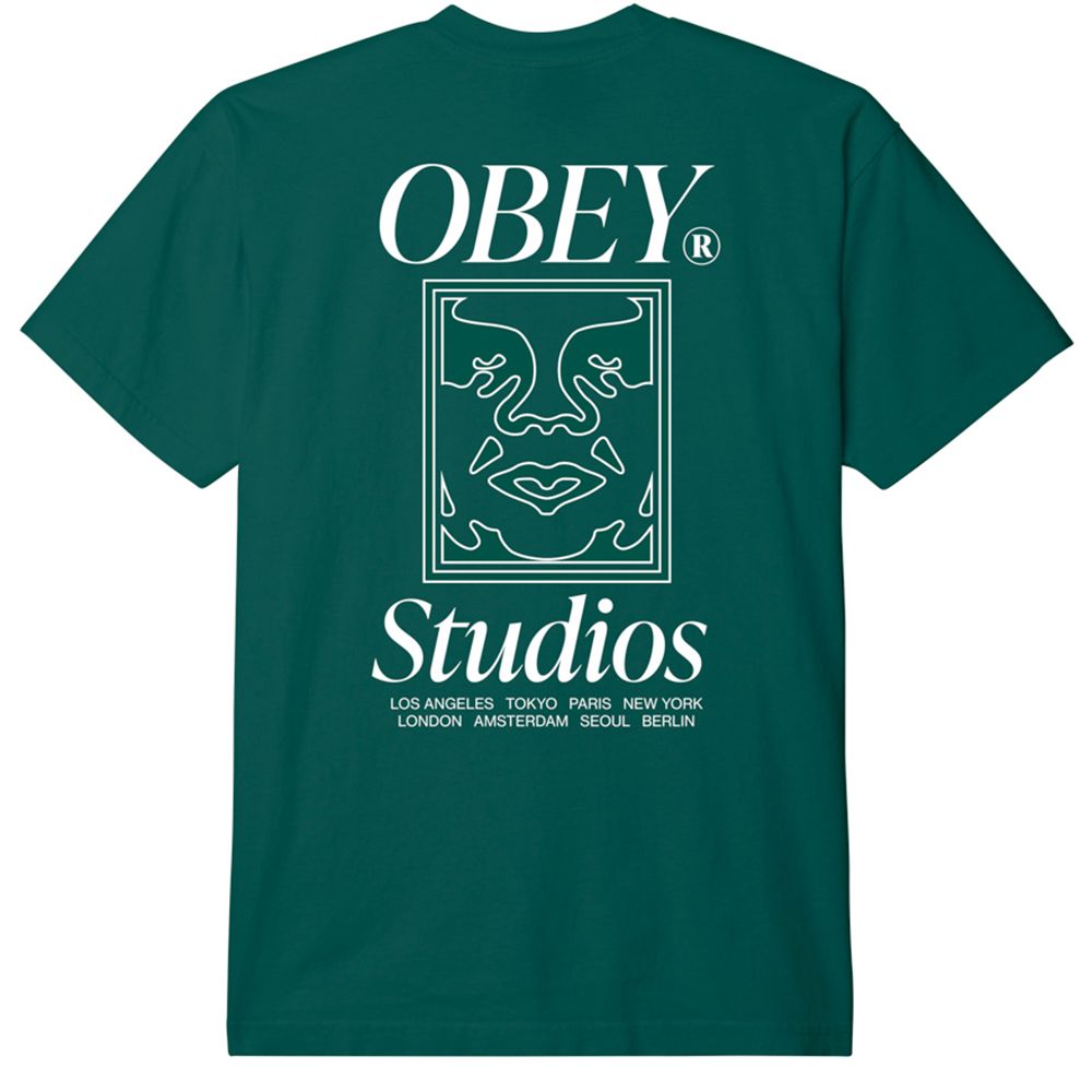 CAMISETA OBEY STUDIOS ICON ADVENTURE GREEN | Mechanic