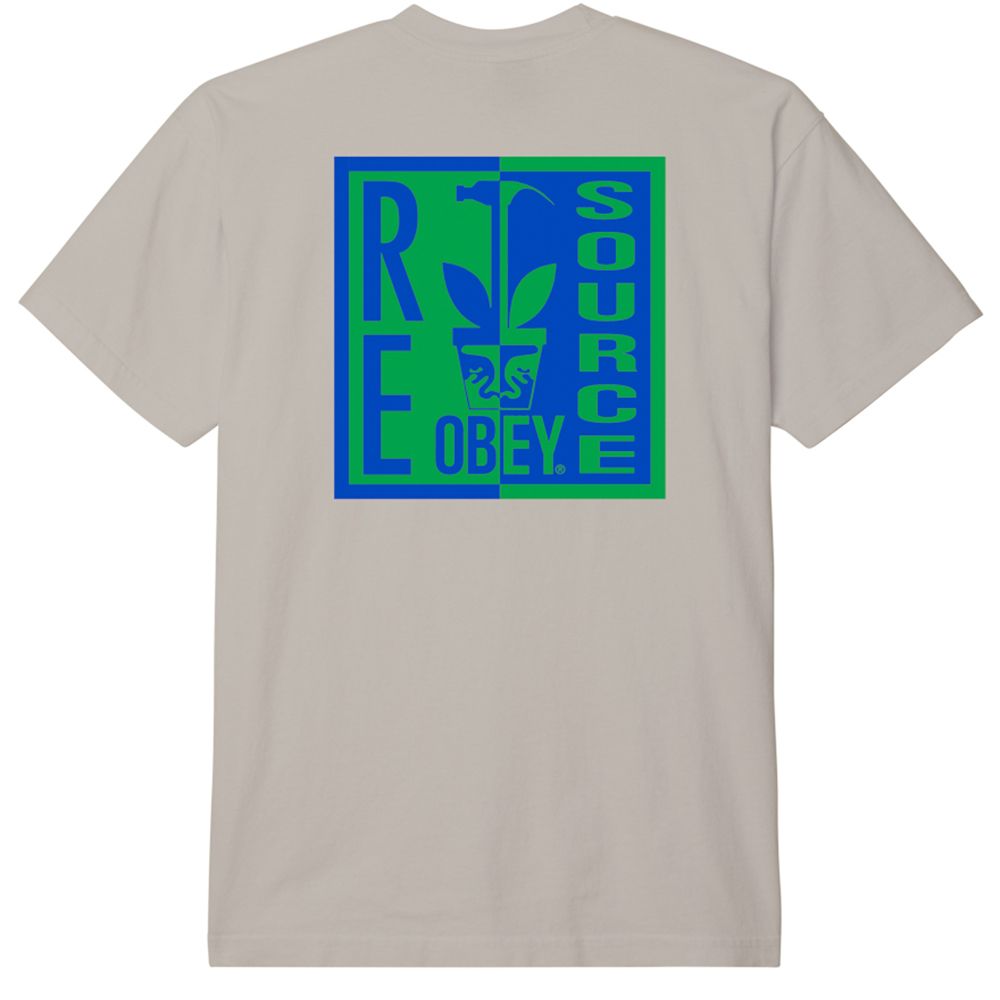 CAMISETA OBEY RE SOURCE SILVER GREY | Mechanic