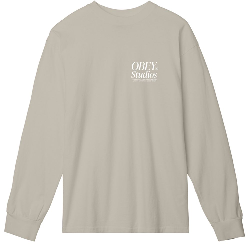 CAMISETA LS OBEY STUDIOS ICON SILVER GREY | Mechanic