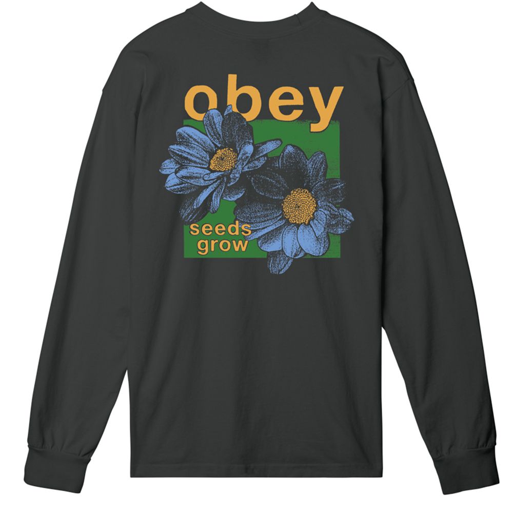 CAMISETA LS OBEY SEED GROW VINTAGE BLACK | Mechanic