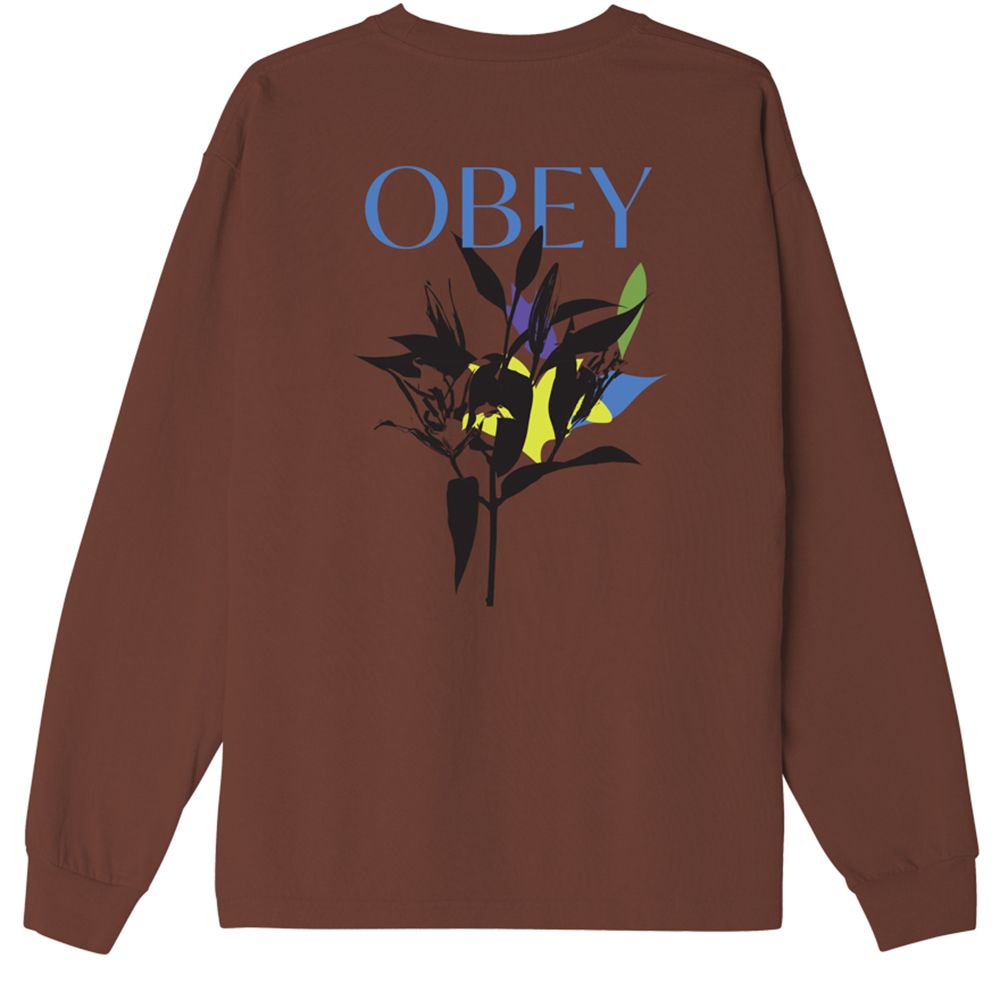 CAMISETA LS OBEY BOTANICAL SEPIA | Mechanic