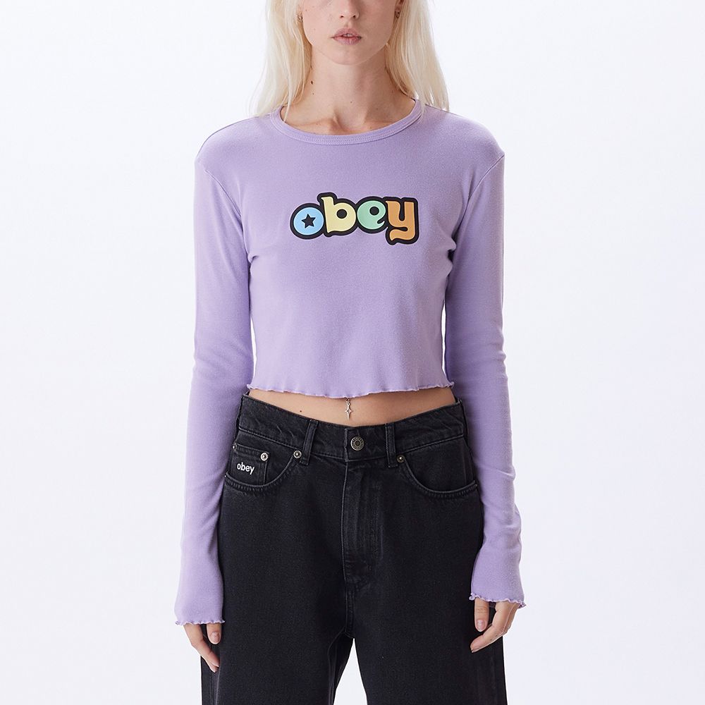 CAMISETA LS OBEY BUBBLE STAR DIGITAL LAVENDER | Mechanic