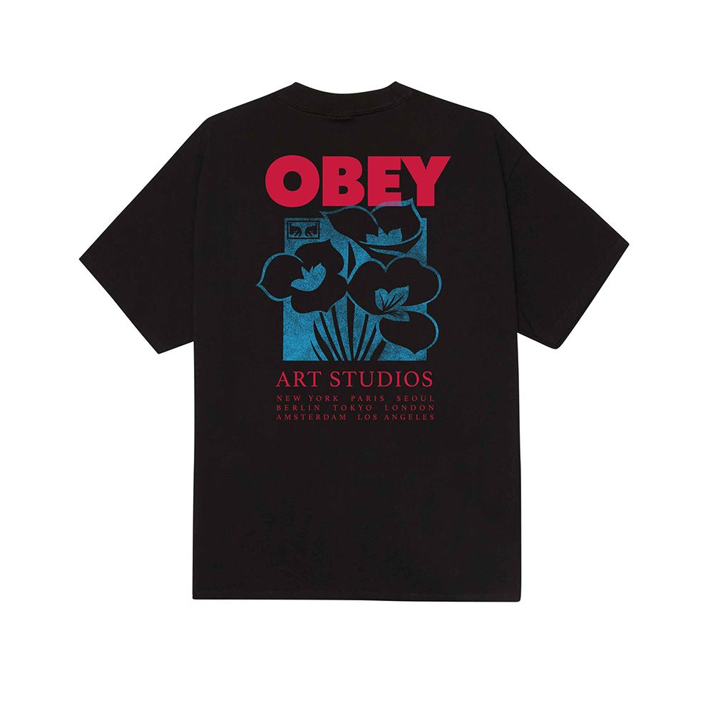 CAMISETA OBEY ART STUDIO FLOWERS BLACK | Mechanic