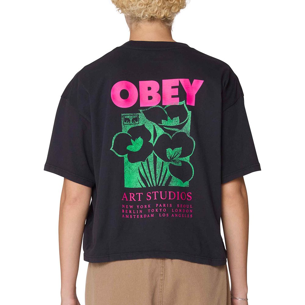 CAMISETA OBEY ART STUDIOS FLOWERS DIGITAL BLACK | Mechanic