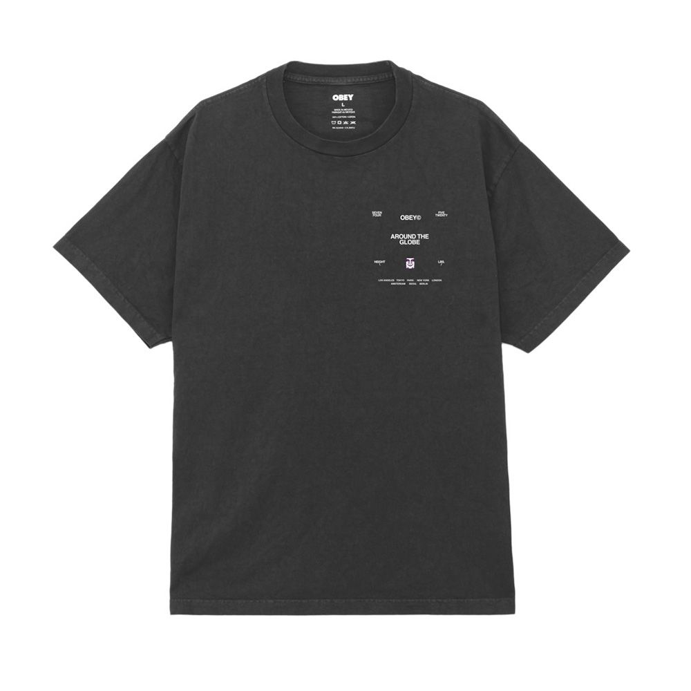 CAMISETA OBEY AROUND THE GLOBE PIGMENT TRUE VONTAGE BLACK | Mechanic