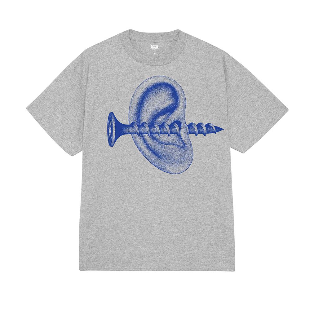 CAMISETA OBEY RECORDS EAR HEATHER GREY | Mechanic