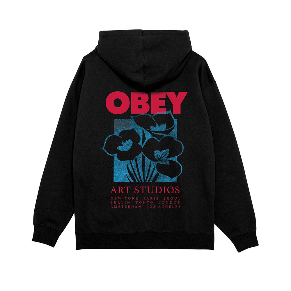 SUDADERA OBEY ART STUDIO FLOWERS BLACK | Mechanic