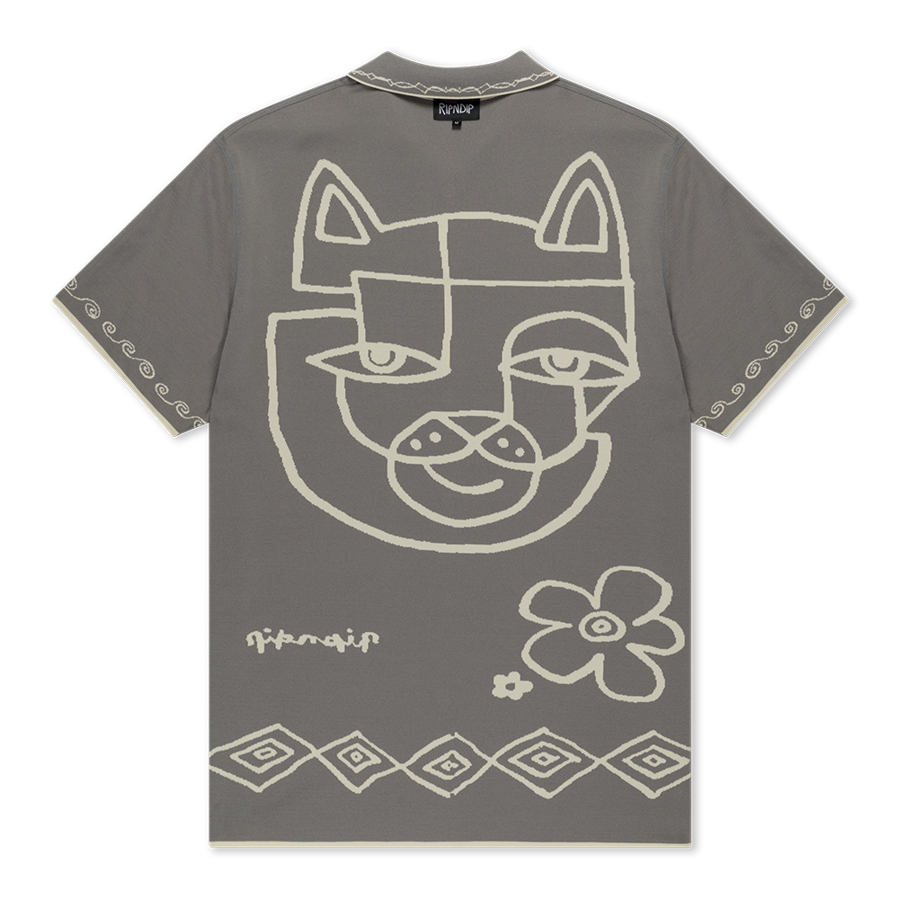 POLO RIPNDIP REVERSIBLE BLONDED KNIT BUTTON UP SAND/CHARCOAL | Mechanic