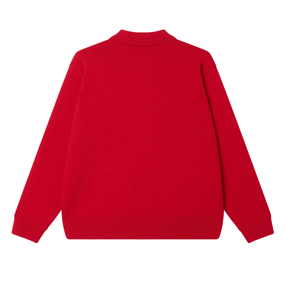 CARDIGAN OBEY MATT ZIP UP SWEATER RED MULTI | Mechanic