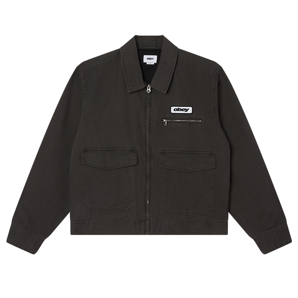 CHAQUETA OBEY WALTER WORK JACKET BLACK FADED WASH | Mechanic