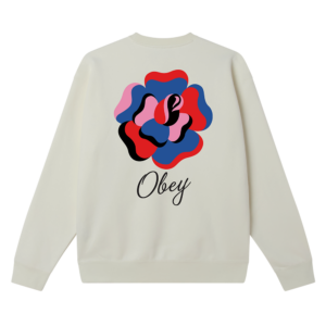 SUDADERA OBEY PAPER ROSE OFF WHITE