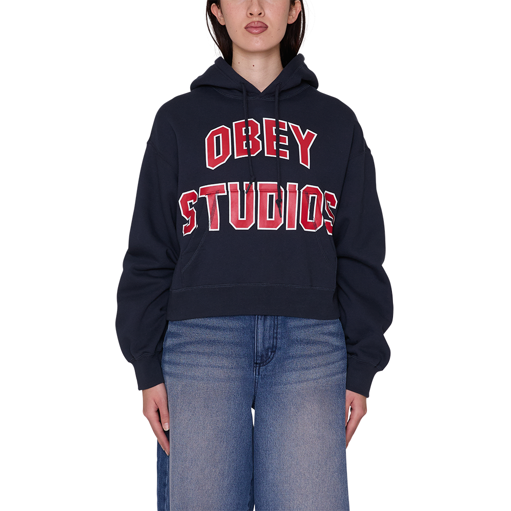 SUDADERA OBEY STUDIOS COLLEGIATE HOOD DARK NAVY | Mechanic