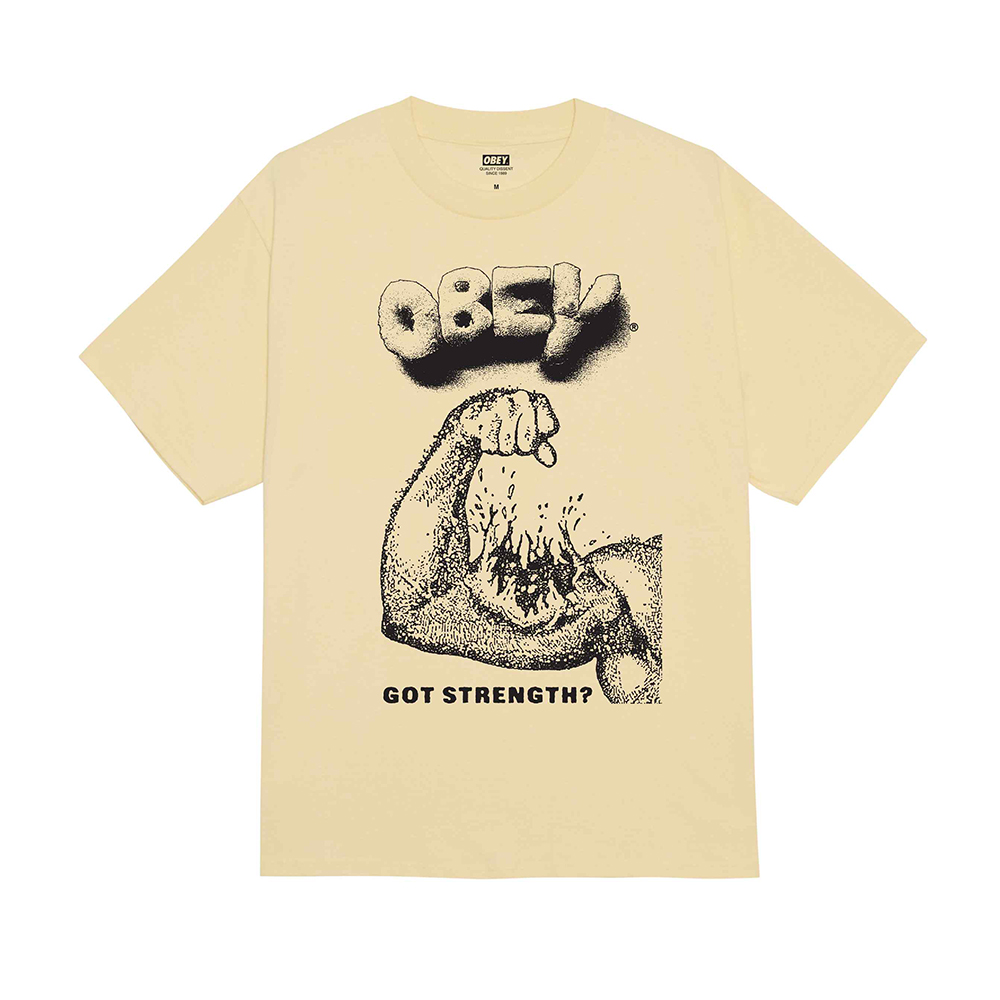 CAMISETA OBEY GOT STRENGHT? PALE YELLOW | Mechanic