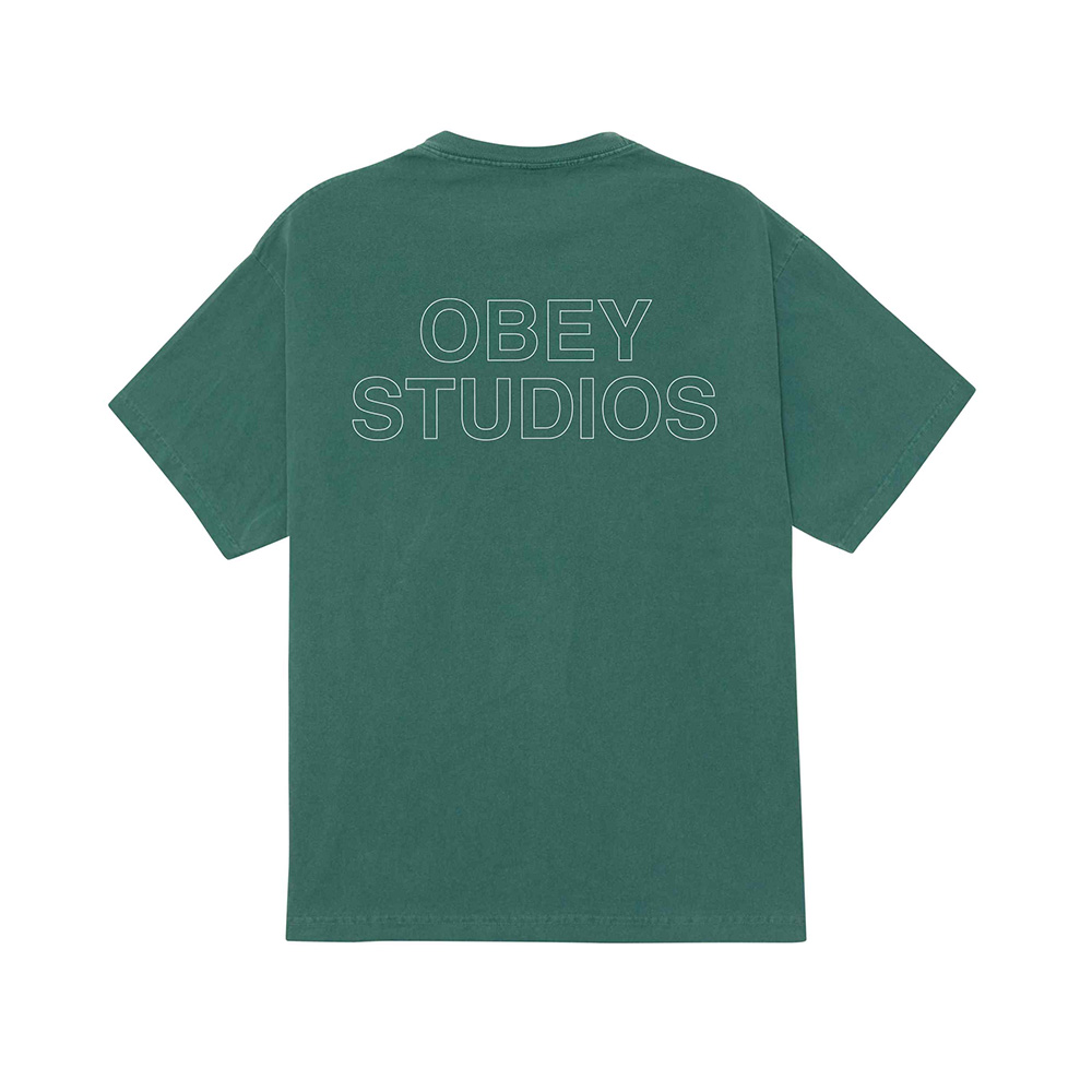 CAMISETA OBEY STUDIOS OUTLINE PIGMENT RAINFOREST | Mechanic