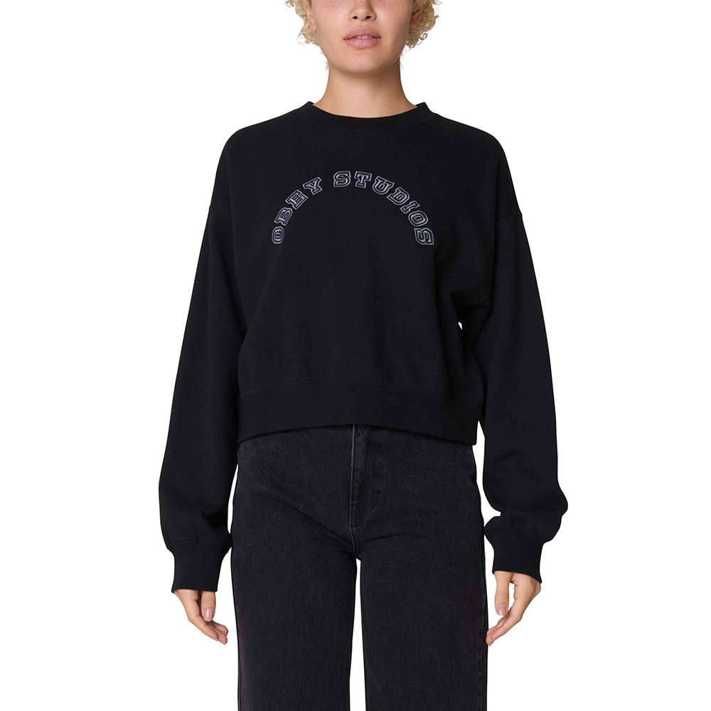 SUDADERA OBEY ARC CROPPED CREW DIGITAL BLACK | Mechanic