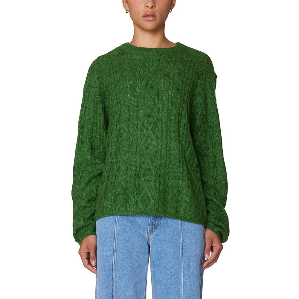 JERSEY OBEY ISABELLA LOOSE CABLE SWEATER CLOVER | Mechanic